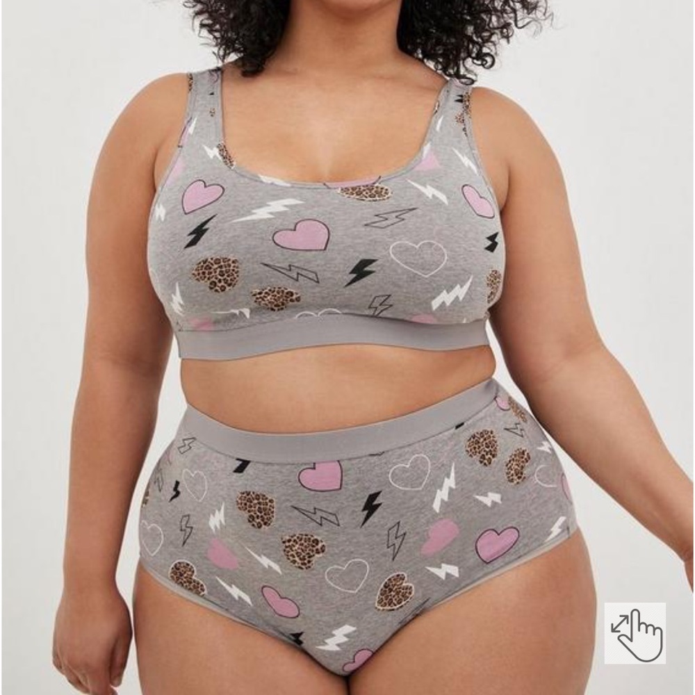 Torrid Unlined Cotton Scoop Bralette & High Rise Panty